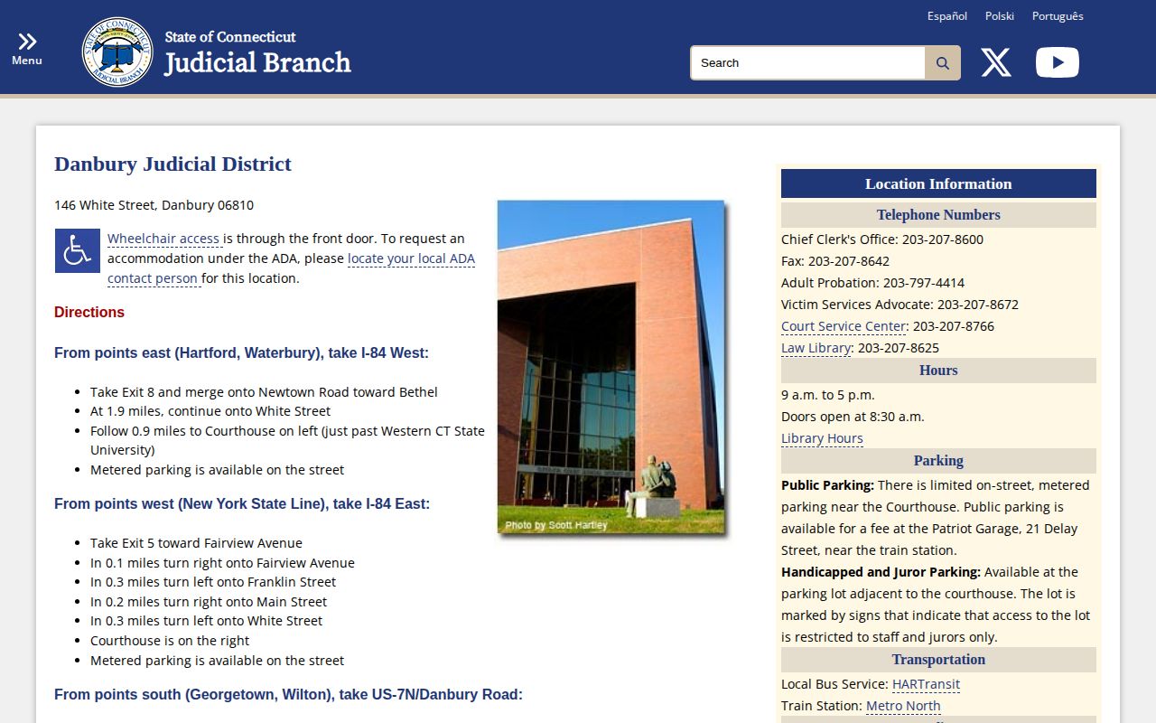 Danbury County release court and transit information